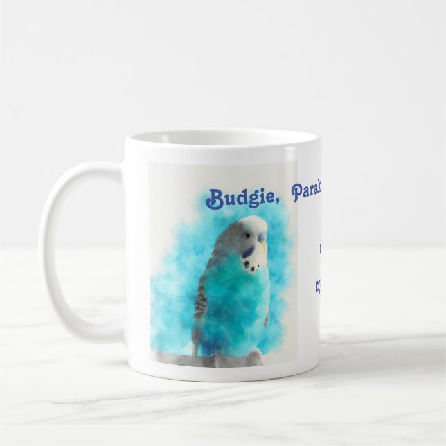 budgie parakeet or budgerigars fun coffee mug (Left)