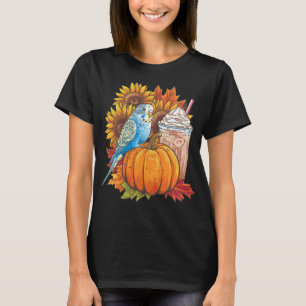 Budgie Parakeet Pumpkin Spice Latte Lovers Budgeri T-Shirt