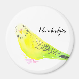 Budgie Parakeet Yellow Green Watercolor Magnet