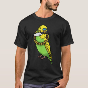 Budgie Parrot Budgerigar Bird With Knife T-Shirt