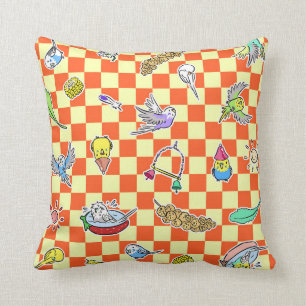 Budgie parrot pattern cushion