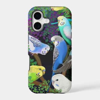 Budgie Parrots in Ferns iPhone Case