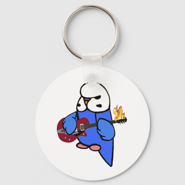 Budgie Rocks-Red Guitar Key Ring (Front)