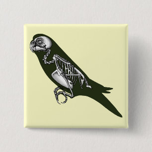 Budgie skeleton 15 cm square badge