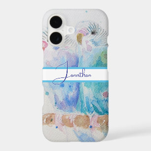 Budgie Watercolour Painting bird Budgies Aqua Teal