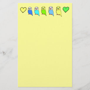 Budgies and Hearts Stationery