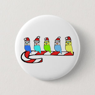 Budgies- Christmas 6 Cm Round Badge