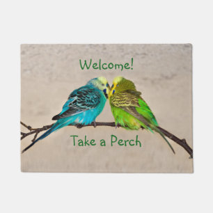 Budgies in Love Door Mat