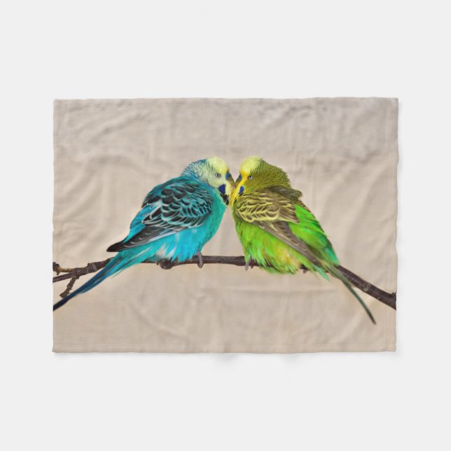 Budgies in Love Fleece Blanket (Front (Horizontal))
