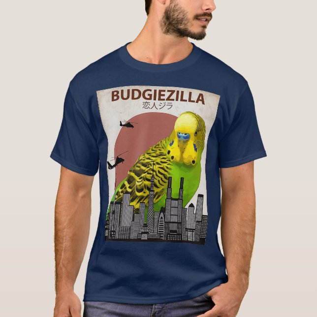 Budgiezilla  Budgie  for Budgerigar Parakeet T-Shirt (Front)