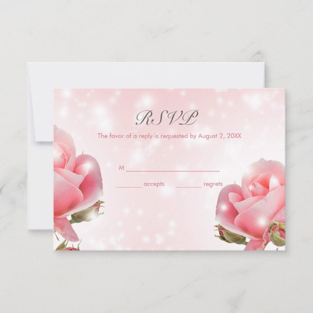 Buds And Pink Roses RSVP Card (Front)
