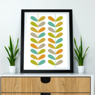 Buds Mid Century Modern Styled Poster - Colourful