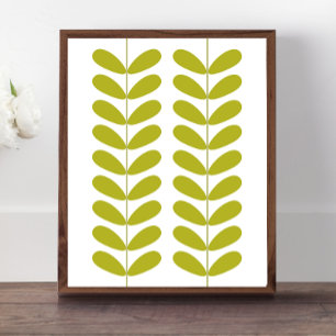 Buds Mid Century Modern Styled Poster - Green