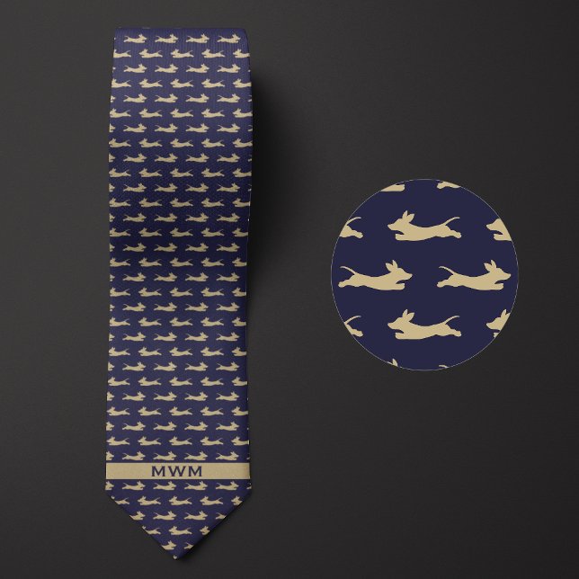 Bue and Gold Running Dachshund Tie (Creator Uploaded)