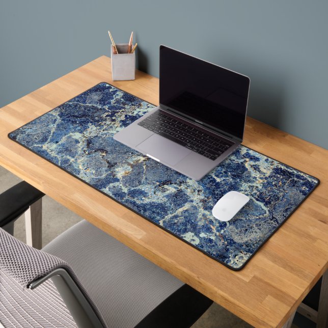 Bue Grey Black Marble & Beige Veins Desk Mat (Office 2)