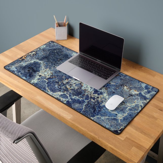 Bue Grey Black Marble & Beige Veins Desk Mat (Office 2)