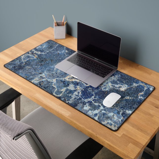 Bue Grey Black Marble & Beige Veins Desk Mat (Office 2)