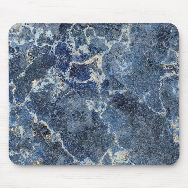 Bue Grey Black Marble & Beige Veins Mouse Pad (Front)