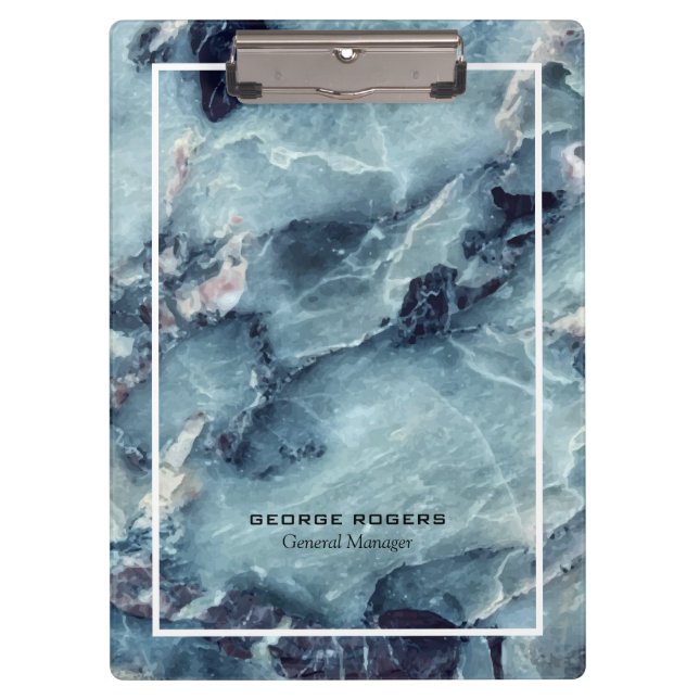 Bue grey faux marble bold pattern clipboard (Front)