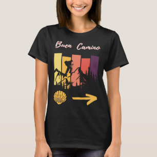 Buen Camino Male Pilgrim Scallop Shell Yellow Arro T-Shirt