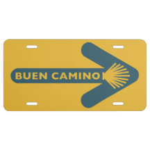 Buen Camino Yellow License Plate