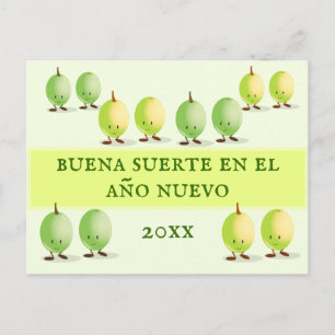 Buena Suerte Twelve Grapes Lucky New Year Holiday Postcard