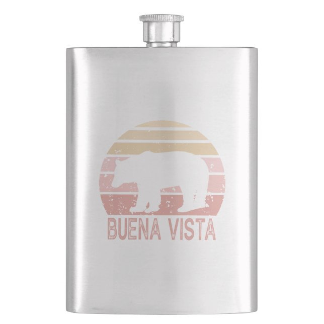 Buena Vista Colorado Retro Bear Hip Flask (Front)