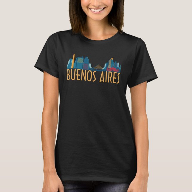 Buenos Aires Argentina City Skyline Silhouette Out T-Shirt (Front)