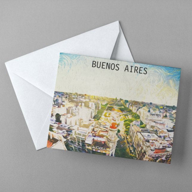 Buenos Aires Argentina CItyscape Painting Postcard (buenos aires argentina illustration)
