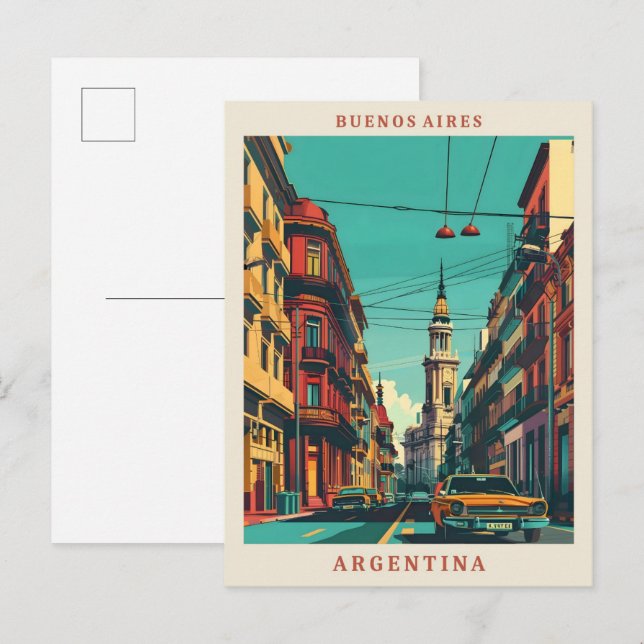 Buenos Aires Argentina Elegant Vintage Travel Postcard (Front/Back)