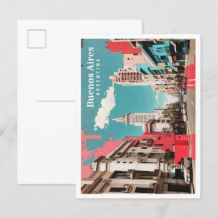 Buenos Aires Argentina Pop Art Travel Illustration Postcard