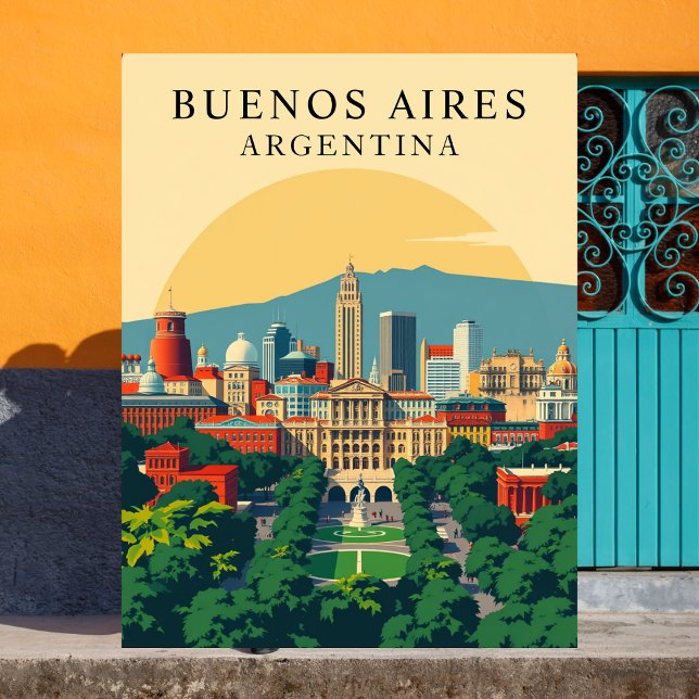 Buenos Aires, Argentina Retro Travel Art Postcard (Creator Uploaded)