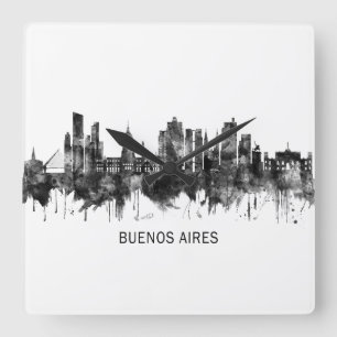 Buenos Aires Argentina Skyline BW Square Wall Clock
