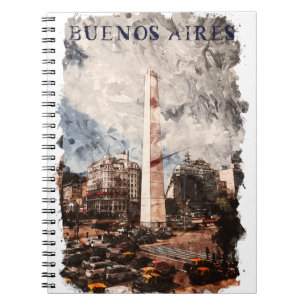 Buenos Aires Argentina Skyline Watercolor Notebook
