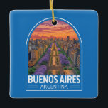 Buenos Aires Argentina Travel Art Vintage Ceramic Ornament<br><div class="desc">Buenos Aires retro vector travel design. Buenos Aires,  the vibrant capital of Argentina,  is known for its European-inspired architecture,  rich tango culture,  and world-class cuisine.</div>