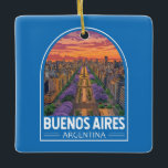Buenos Aires Argentina Travel Art Vintage Ceramic Ornament<br><div class="desc">Buenos Aires retro vector travel design. Buenos Aires,  the vibrant capital of Argentina,  is known for its European-inspired architecture,  rich tango culture,  and world-class cuisine.</div>