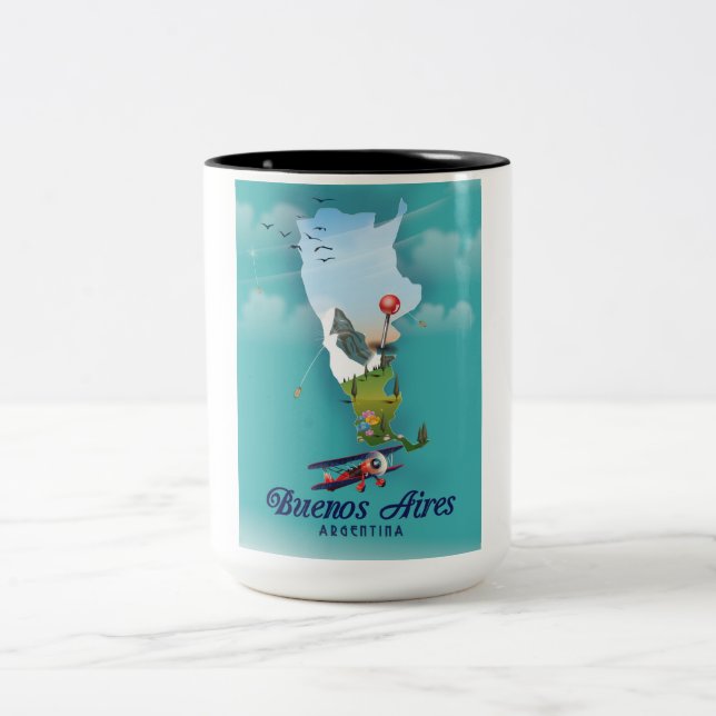 Buenos Aires, Argentina travel poster Two-Tone Coffee Mug (Center)