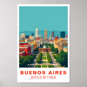 Buenos Aires Argentina Vintage Travel Art Poster