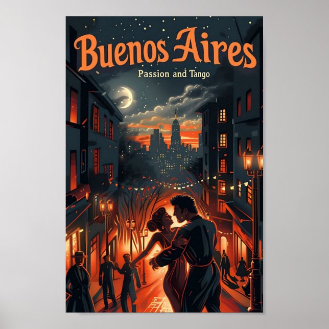 Buenos Aires Argentina Vintage Travel Illustration Poster (Front)