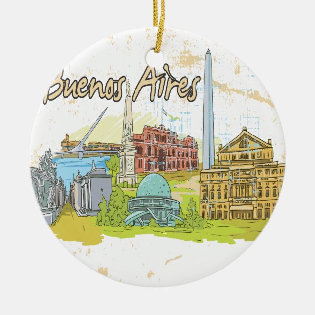 Buenos Aires Ceramic Tree Decoration (Front)