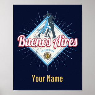 Buenos Aires City Argentina Retro Tango Vintage Lu Poster