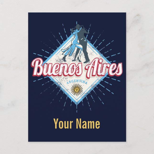 Buenos Aires City Argentina Retro Tango Vintage Postcard (Front)