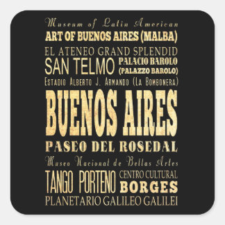 Buenos Aires City of Argentina Typography Art Square Sticker