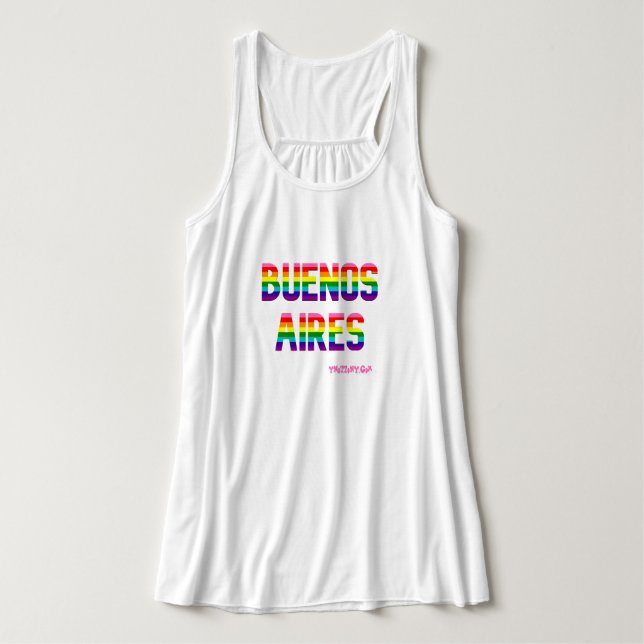 Buenos Aires Pride Flowy T Shirt W. | Rainbow Flag (Design Front)