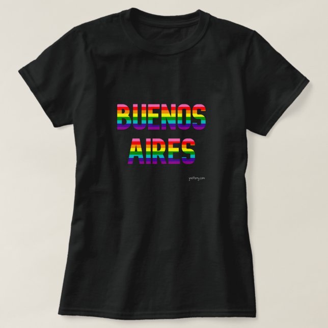 Buenos Aires Pride T Shirt W. | Rainbow Flag (Design Front)