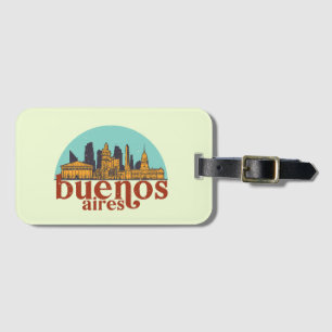 Buenos Aires Retro City Skyline Cityscape Art Luggage Tag
