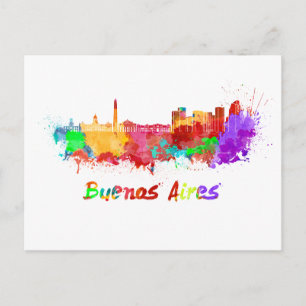 Buenos Aires skyline in watercolor Postcard