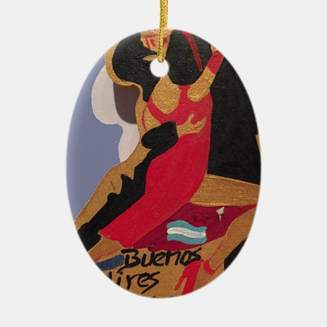 Buenos Aires Tango Ceramic Tree Decoration (Front)