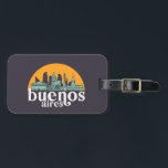Buenos Aires Vintage City Skyline Cityscape Art Luggage Tag<br><div class="desc">Vintage and retro city design with beautiful skyline, tourist attraction and cityscape art. Cool skyscraper and building silhouette illustration merchandise for tourist and traveller. Perfect as souvenir to bring back home when travelling. Save the memory of your travel and vacation with family and friends. Background colour can be customised to...</div>