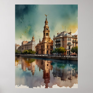 Buenos Aires watercolor art Poster